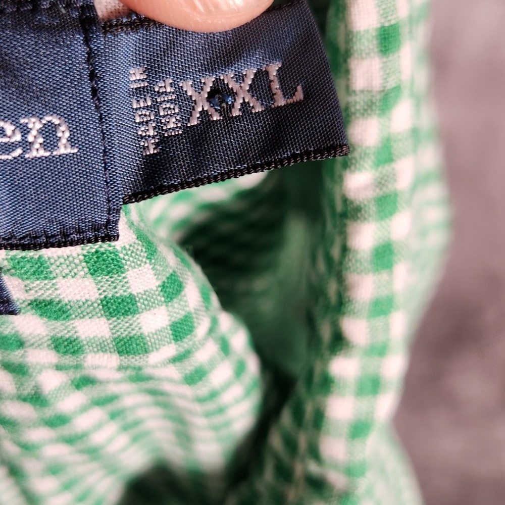 Ralph Lauren Button Down Mens XXL Green Excellent Linen Gingham Classic Fit - Picture 6 of 12